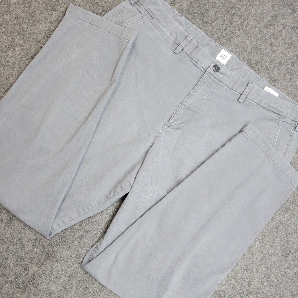 Gap Pants Mens 40x32 Gray Stretch Essential Khaki Casual Straight Tapered Leg
